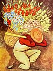 Diego Rivera Canvas Paintings - El Vendedora De Flores